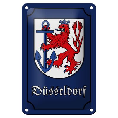 Cartel de chapa con nota 12x18cm Escudo de armas de la ciudad de Düsseldorf decoración de la ciudad
