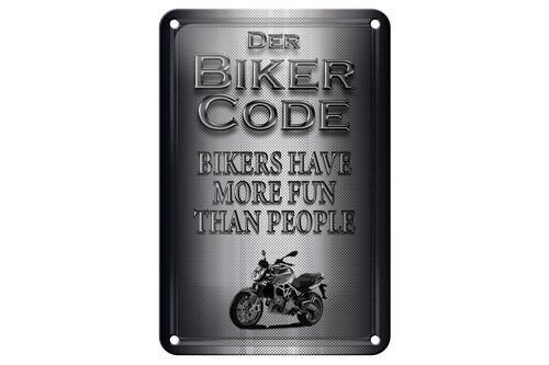 Blechschild Motorrad 12x18cm Biker Code more fun people Dekoration