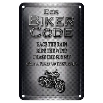 Blechschild Motorrad 12x18cm Biker Code race the rain ride Dekoration