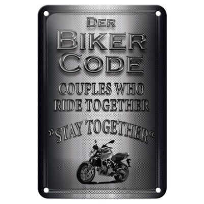 Metal sign motorcycle 12x18cm biker code stay ride together decoration