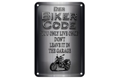 Blechschild Motorrad 12x18cm Biker Code you only live once Dekoration