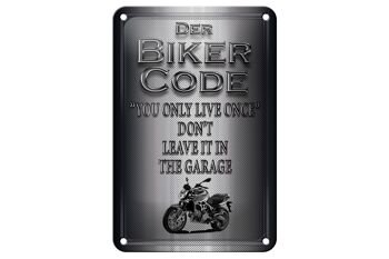 Plaque en métal pour moto, 12x18cm, code motard, on ne vit qu'une fois, décoration 1