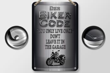 Plaque en métal pour moto, 12x18cm, code motard, on ne vit qu'une fois, décoration 2