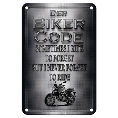 Metal sign motorcycle 12x18cm biker code never forget ride decoration