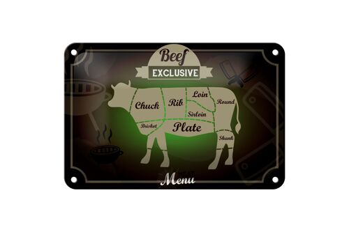 Blechschild Fleisch 18x12cm Schnitte Beef exklusive Menü Dekoration