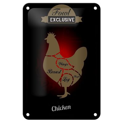 Plaque en tôle viande 12x18cm Décoration poulet exclusive volaille