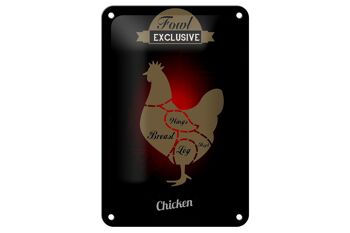 Plaque en tôle viande 12x18cm Décoration poulet exclusive volaille 1