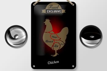 Plaque en tôle viande 12x18cm Décoration poulet exclusive volaille 2