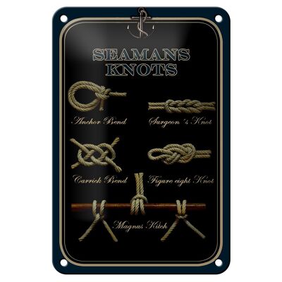 Blechschild Spruch 12x18cm Seamans Knots Seemannsknoten Dekoration