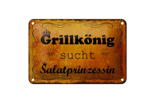 Blechschild Spruch 18x12cm Grillkönig Salatprinzessin Dekoration