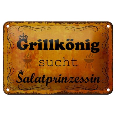 Blechschild Spruch 18x12cm Grillkönig Salatprinzessin Dekoration