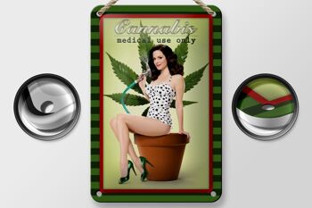 Plaque en étain Pinup 12x18cm Cannabis usage médical uniquement décoration 2