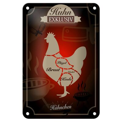 Plaque en tôle viande 12x18cm poulet décoration exclusive poulet