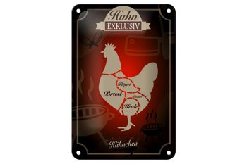 Plaque en tôle viande 12x18cm poulet décoration exclusive poulet 1