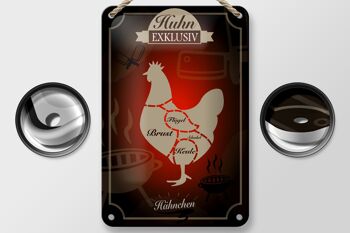 Plaque en tôle viande 12x18cm poulet décoration exclusive poulet 2