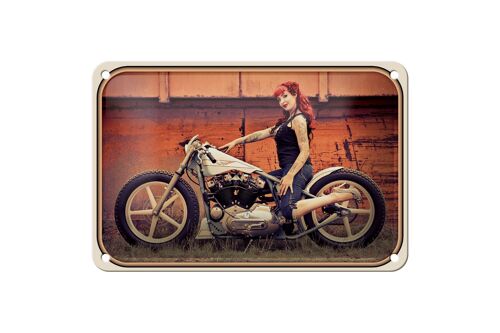 Blechschild Motorrad 18x12cm Biker Girl Frau Pin up Dekoration