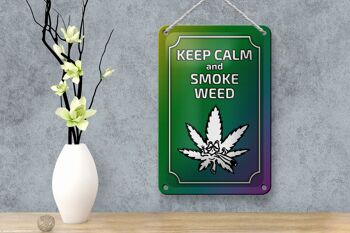 Panneau en étain disant 12x18cm, décoration Keep Calm and smoke weed 4