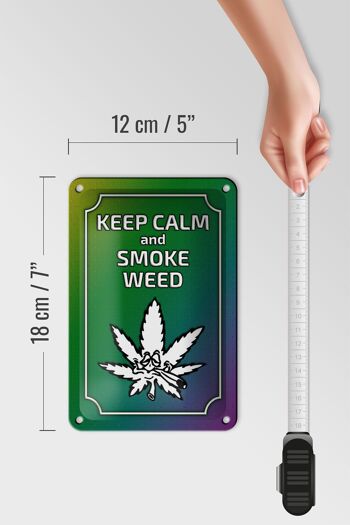 Panneau en étain disant 12x18cm, décoration Keep Calm and smoke weed 5