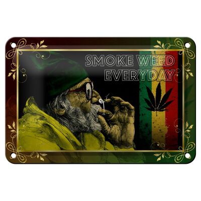 Cartel de chapa cannabis 18x12cm humo hierba decoración diaria