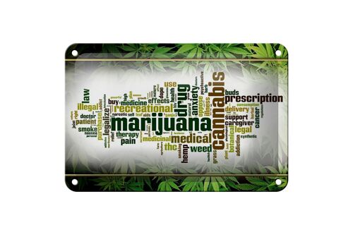 Blechschild Cannabis 18x12cm Marijuana therapy pain smoke Dekoration