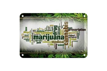 Signe en étain Cannabis 18x12cm, thérapie de Marijuana, décoration de fumée de douleur 1
