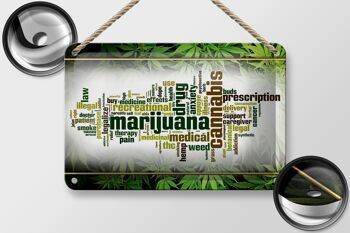Signe en étain Cannabis 18x12cm, thérapie de Marijuana, décoration de fumée de douleur 2