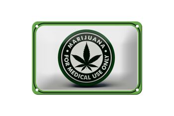 Plaque en tôle marijuana 18x12cm pour décoration à usage médical uniquement 1