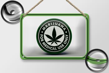 Plaque en tôle marijuana 18x12cm pour décoration à usage médical uniquement 2