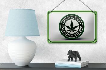 Plaque en tôle marijuana 18x12cm pour décoration à usage médical uniquement 4