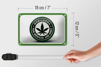 Plaque en tôle marijuana 18x12cm pour décoration à usage médical uniquement 5