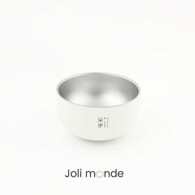 Double-walled colored stainless steel bowl 400 ml CHALK. diameter 13 cm