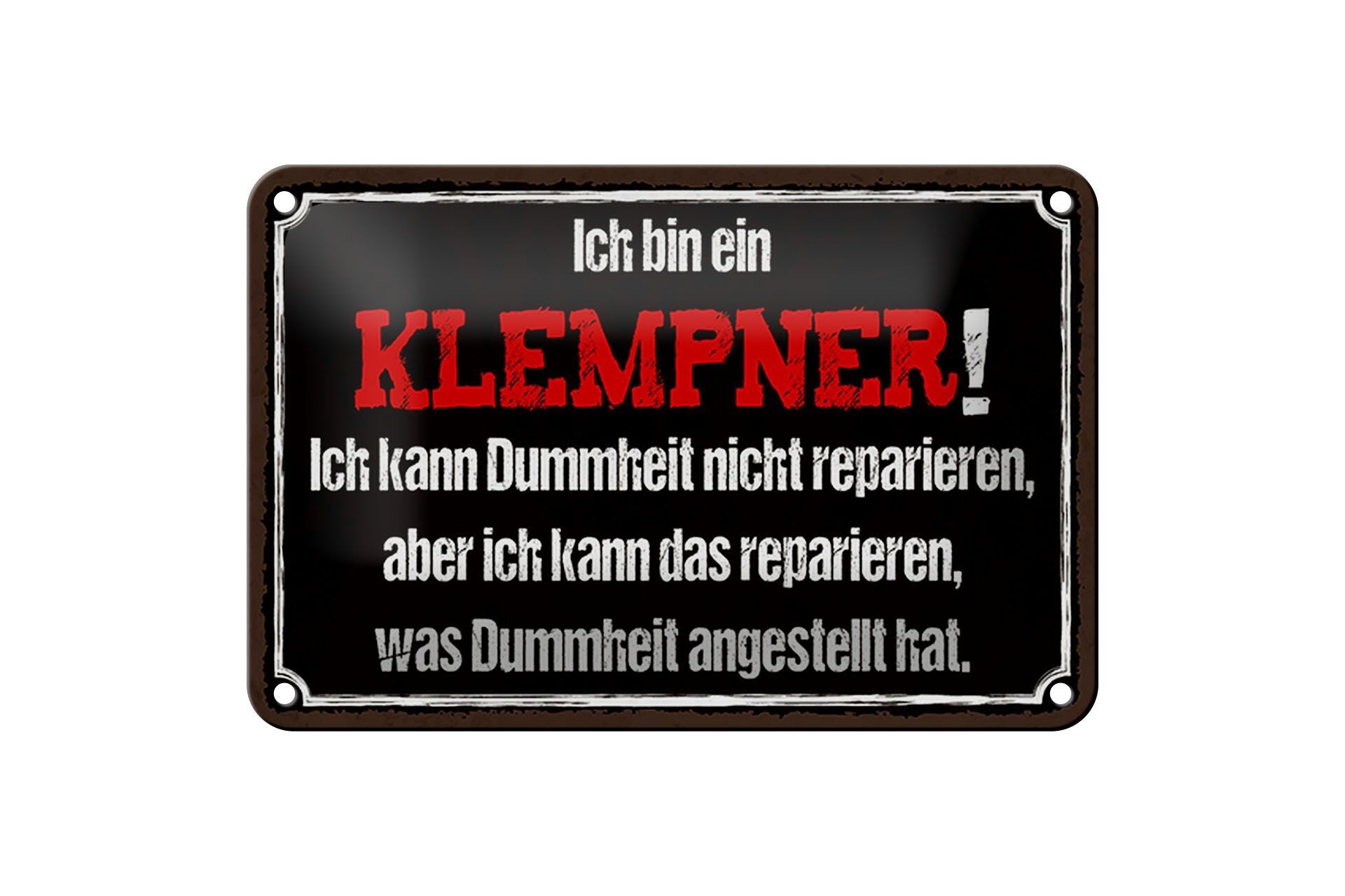 Targa in metallo con scritta 18x12 cm Sono un idraulico e posso riparare la decorazione