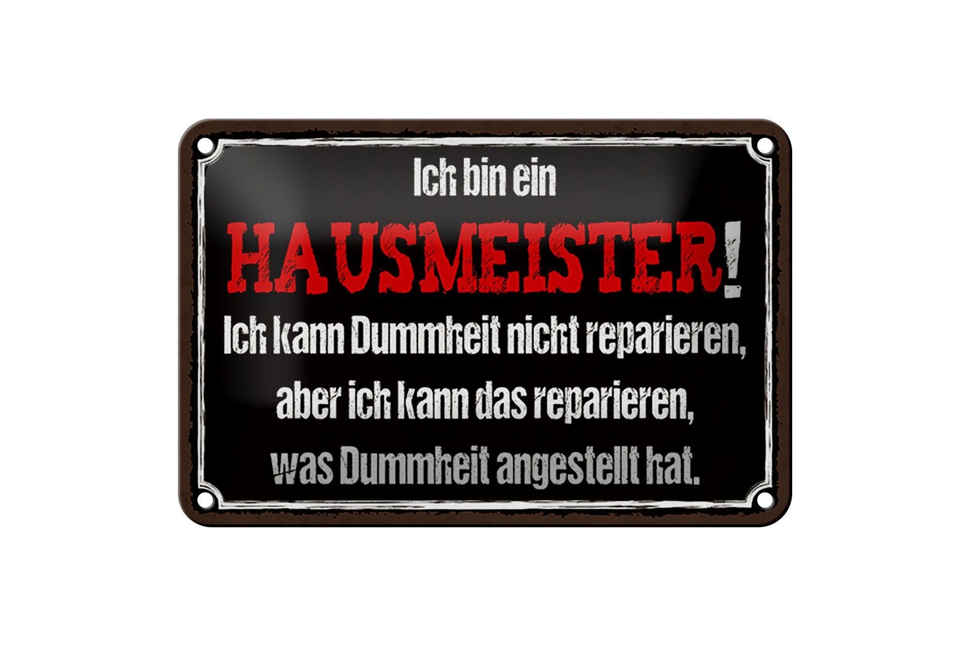 Targa in metallo con scritta "Il custode può riparare la decorazione" 18x12 cm