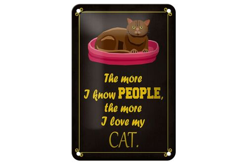 Blechschild Spruch 12X18cm Katze i love my CAT Geschenk Dekoration