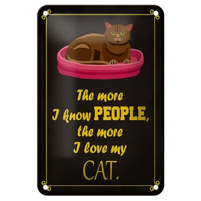 Targa in metallo con scritta "gatto, amo il mio gatto", decorazione regalo da 12 x 18 cm
