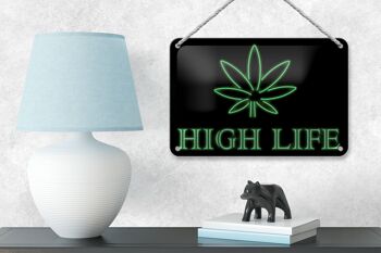 Panneau en étain disant 12x18cm, décoration High Life Cannabis 4