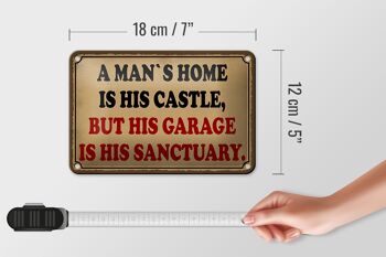 Panneau en étain disant 18x12cm, un homme est son château mais décoration de garage 5