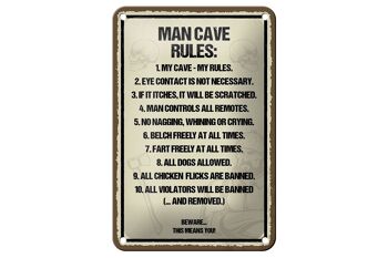 Panneau en étain disant 12x18cm, Man Cave Rules, ma grotte, mes règles, décoration 1
