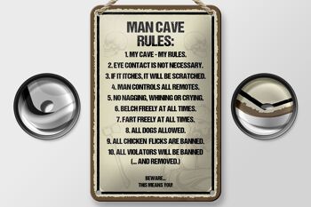 Panneau en étain disant 12x18cm, Man Cave Rules, ma grotte, mes règles, décoration 2