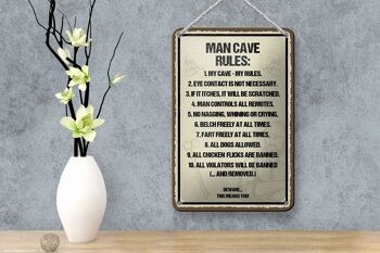 Panneau en étain disant 12x18cm, Man Cave Rules, ma grotte, mes règles, décoration 4