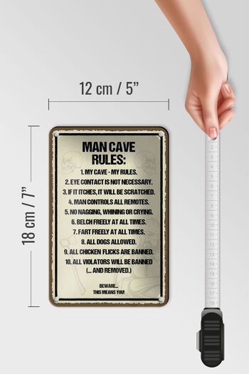 Panneau en étain disant 12x18cm, Man Cave Rules, ma grotte, mes règles, décoration 5