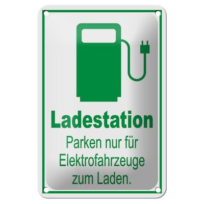 Blechschild Parken 12X18cm Ladestation nur Elektrofahrzeuge Dekoration