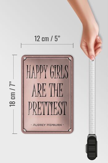 Panneau en étain indiquant que les filles heureuses sont la plus jolie décoration, 12x18cm 5