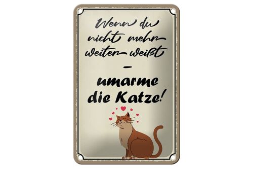 Blechschild Spruch 12X18cm nicht weiter umarme die Katze Dekoration