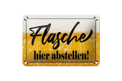 Blechschild Spruch 18x12cm Flasche hier abstellen Bier Dekoration