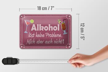 Plaque en étain disant 18x12cm L'alcool ne résout aucun problème de décoration 5