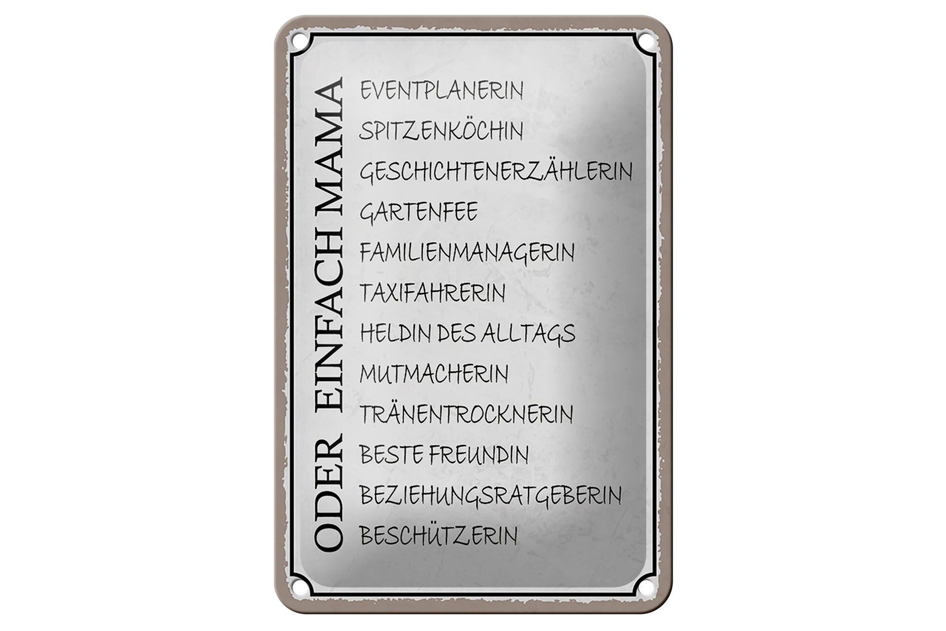 Targa in metallo con scritta "Mamma, manager della famiglia, fidanzata", 12 x 18 cm