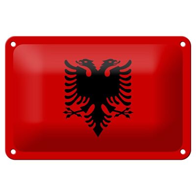 Signe en étain drapeau de l'albanie 18x12cm, décoration du drapeau de l'albanie