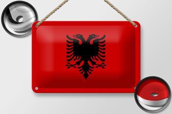 Signe en étain drapeau de l'albanie 18x12cm, décoration du drapeau de l'albanie 2
