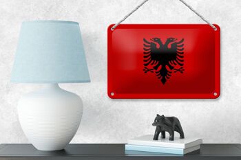 Signe en étain drapeau de l'albanie 18x12cm, décoration du drapeau de l'albanie 4